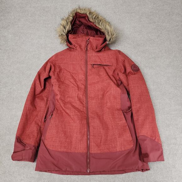Burton Lelah Snow Jacket Women’s Size S Red Hooded Thermolite Ski Coat - Picture 1 of 10